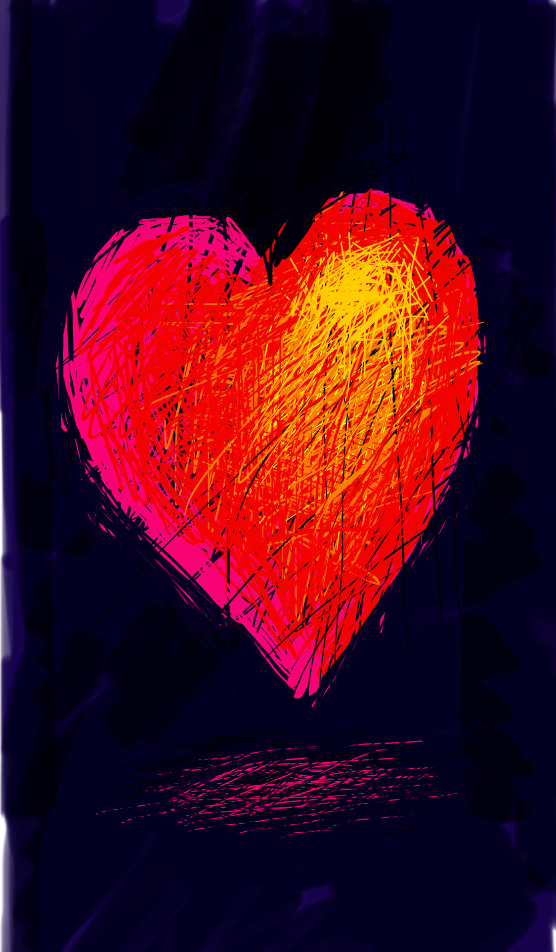 A glowing red heart