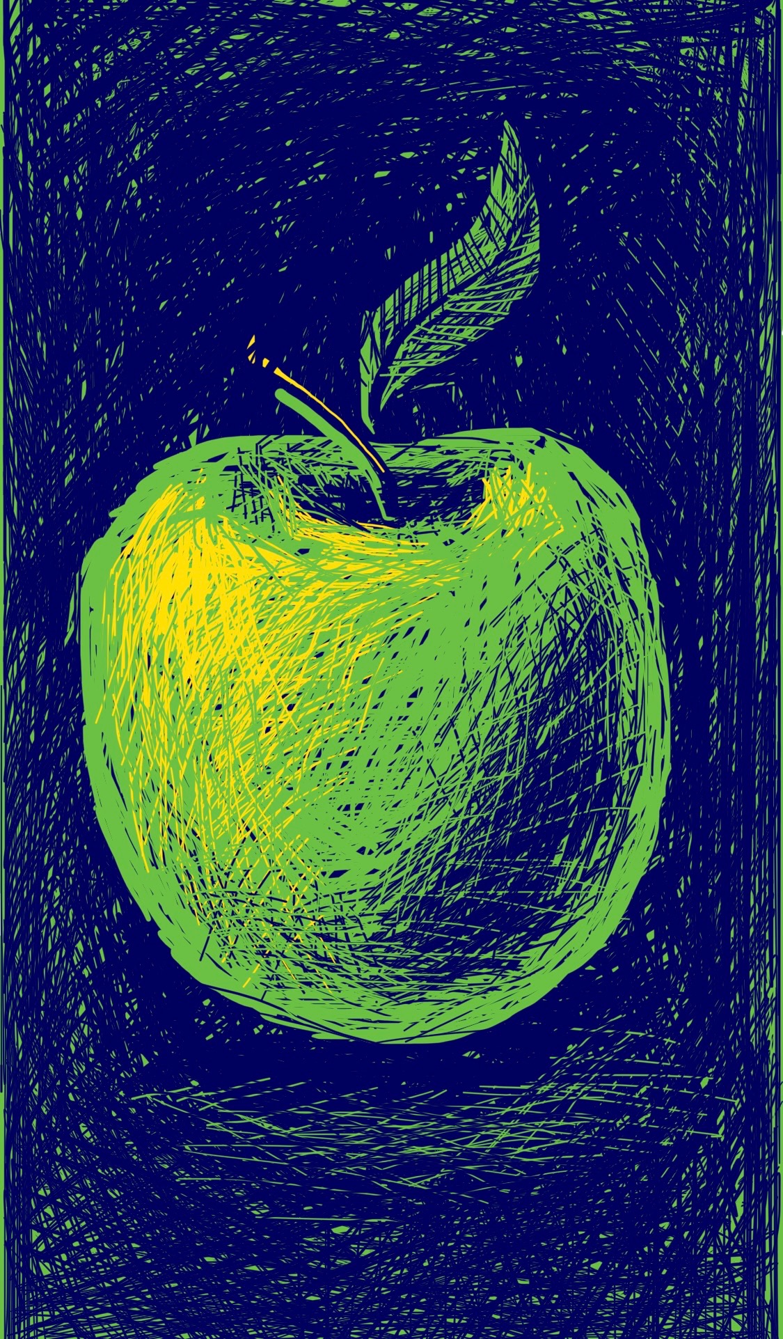 A drawing of an apple