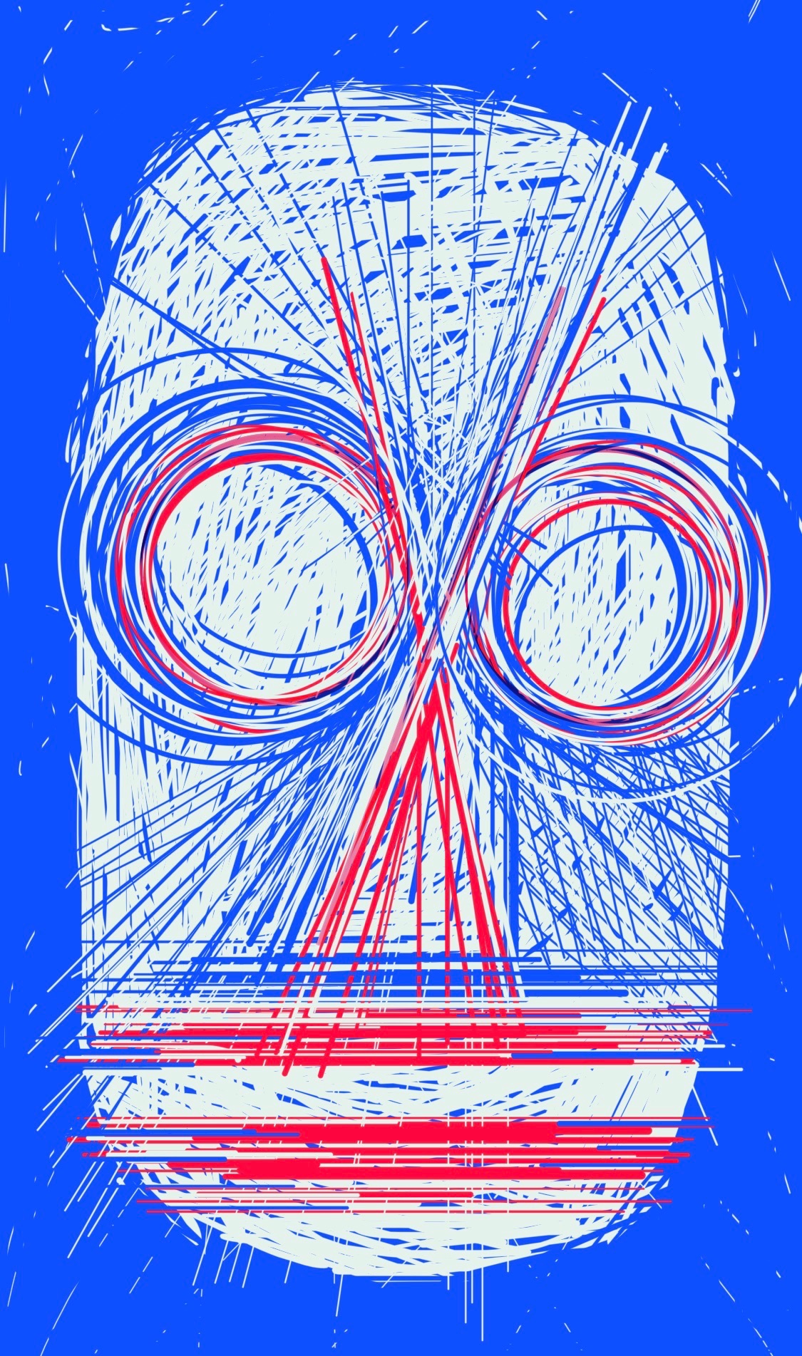 An abstract, sharply geometrical sketch of a face