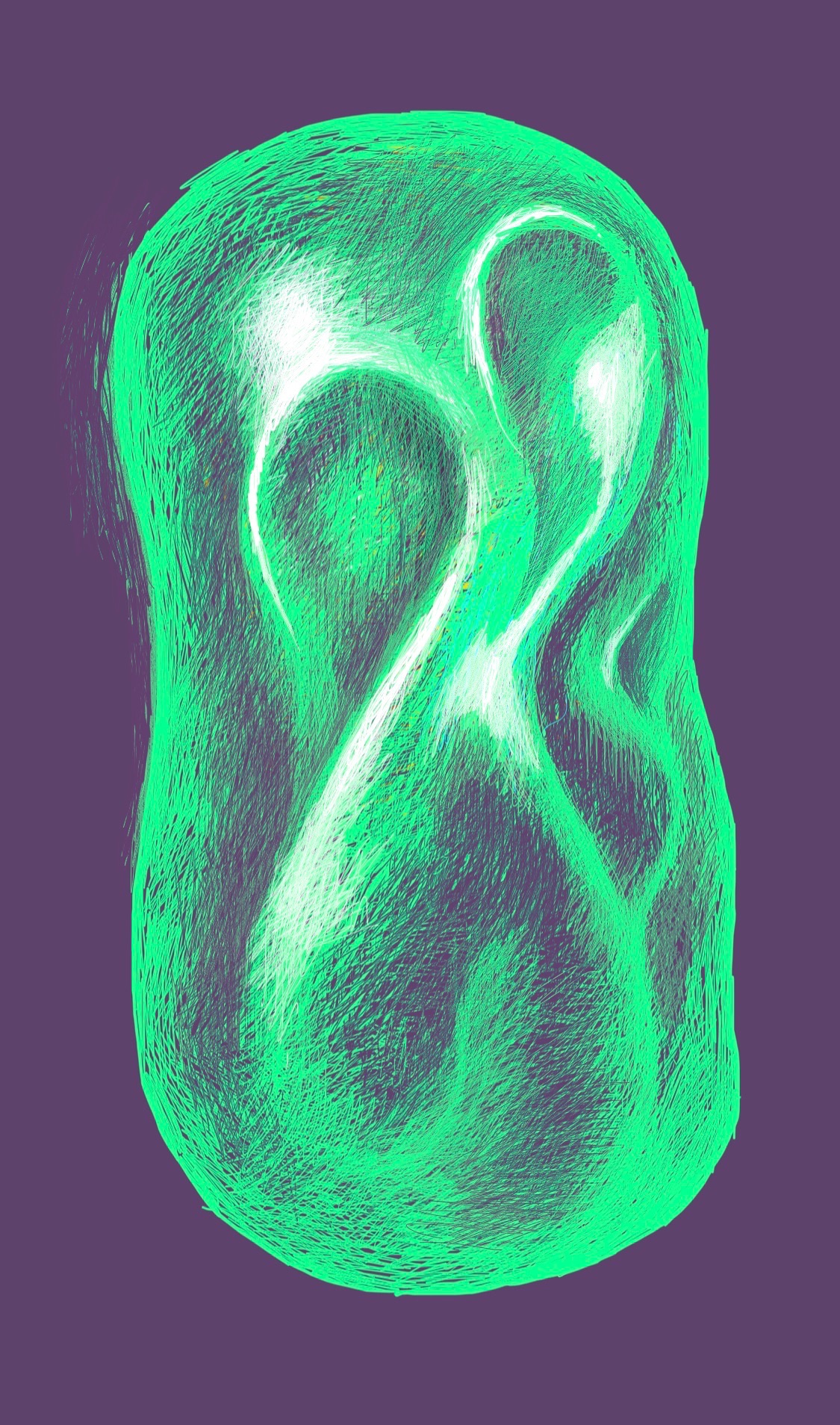 A green, polished abstract blob of something. I don't know, I've never really liked this one.