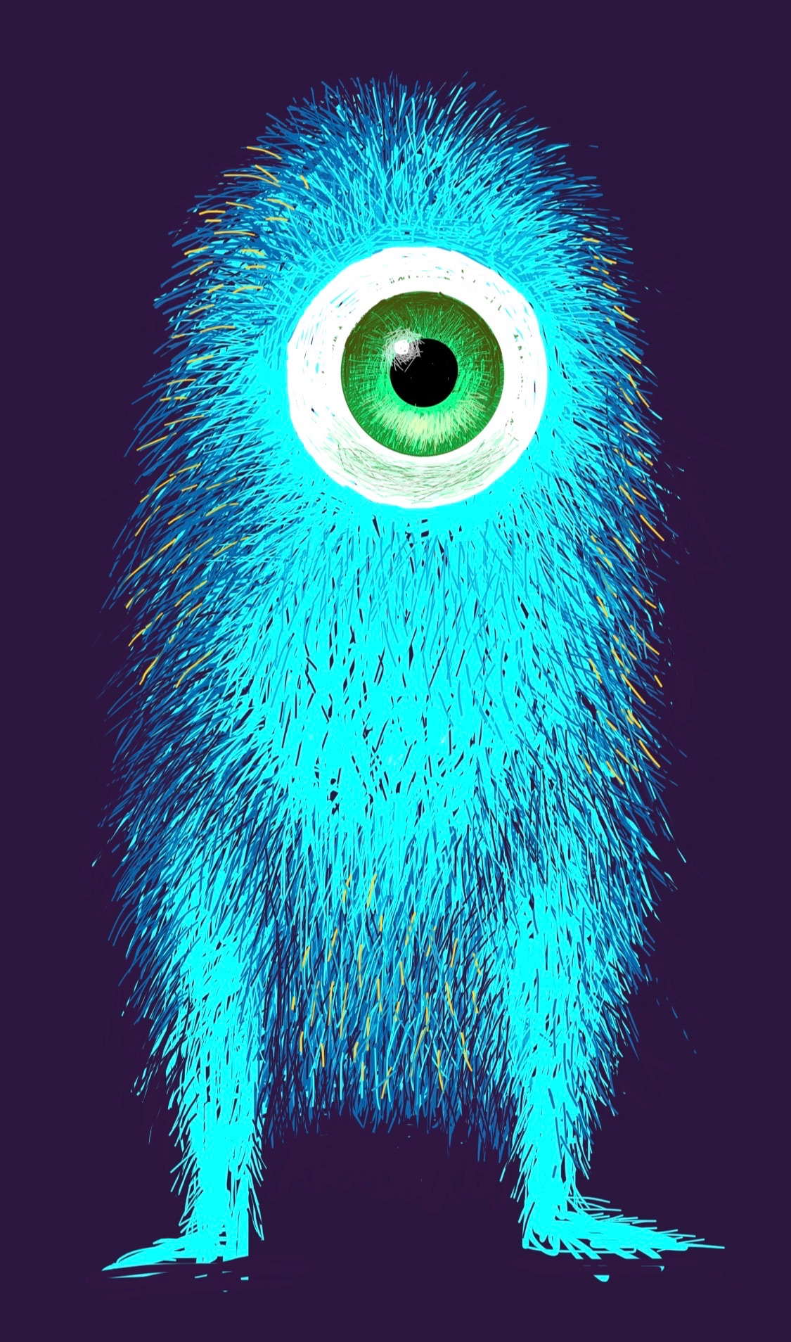 A blue furry monster with one eye