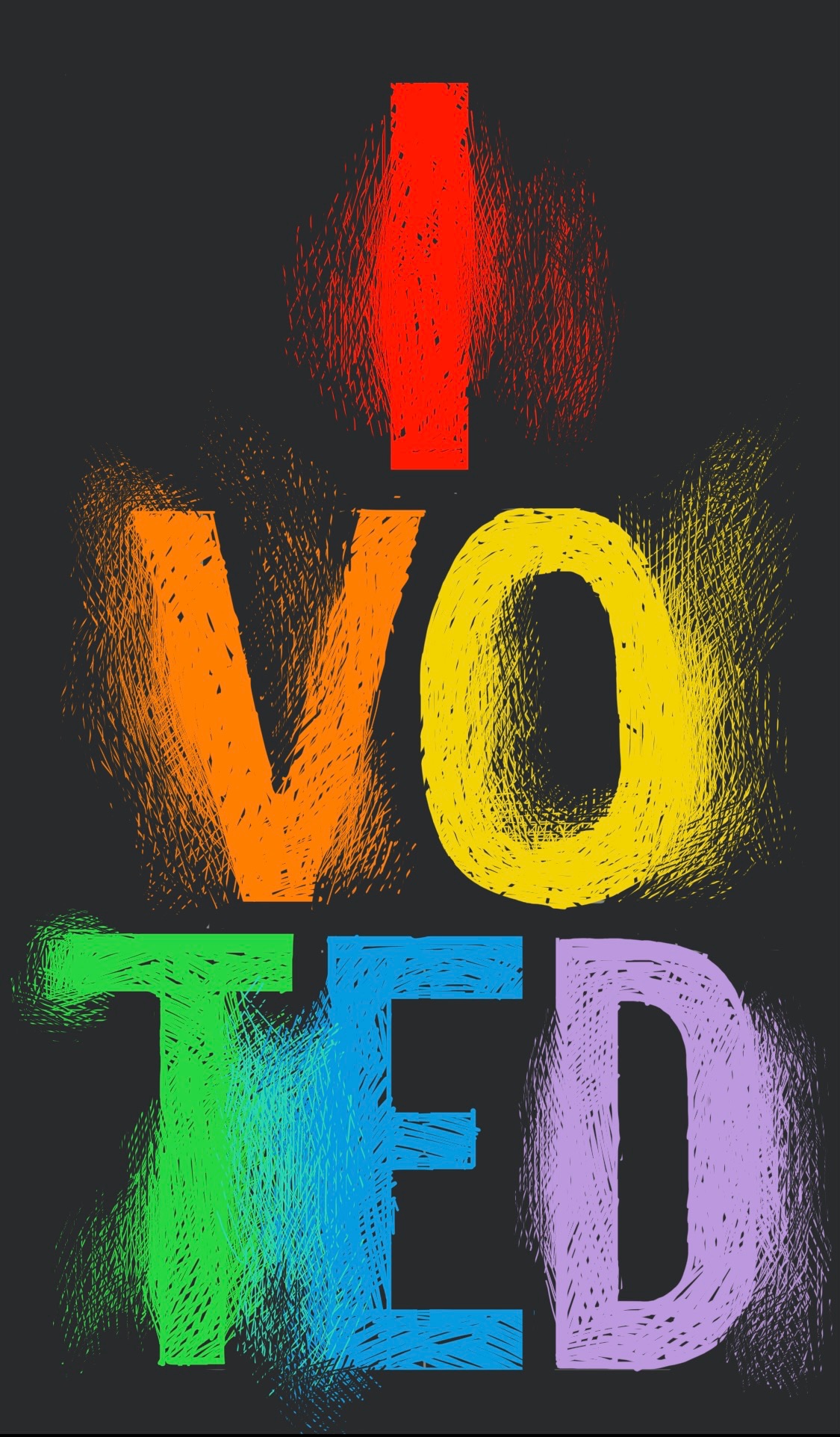 Glowing rainbow letters saying "I Voted". (And I hope you did too, by the way)
