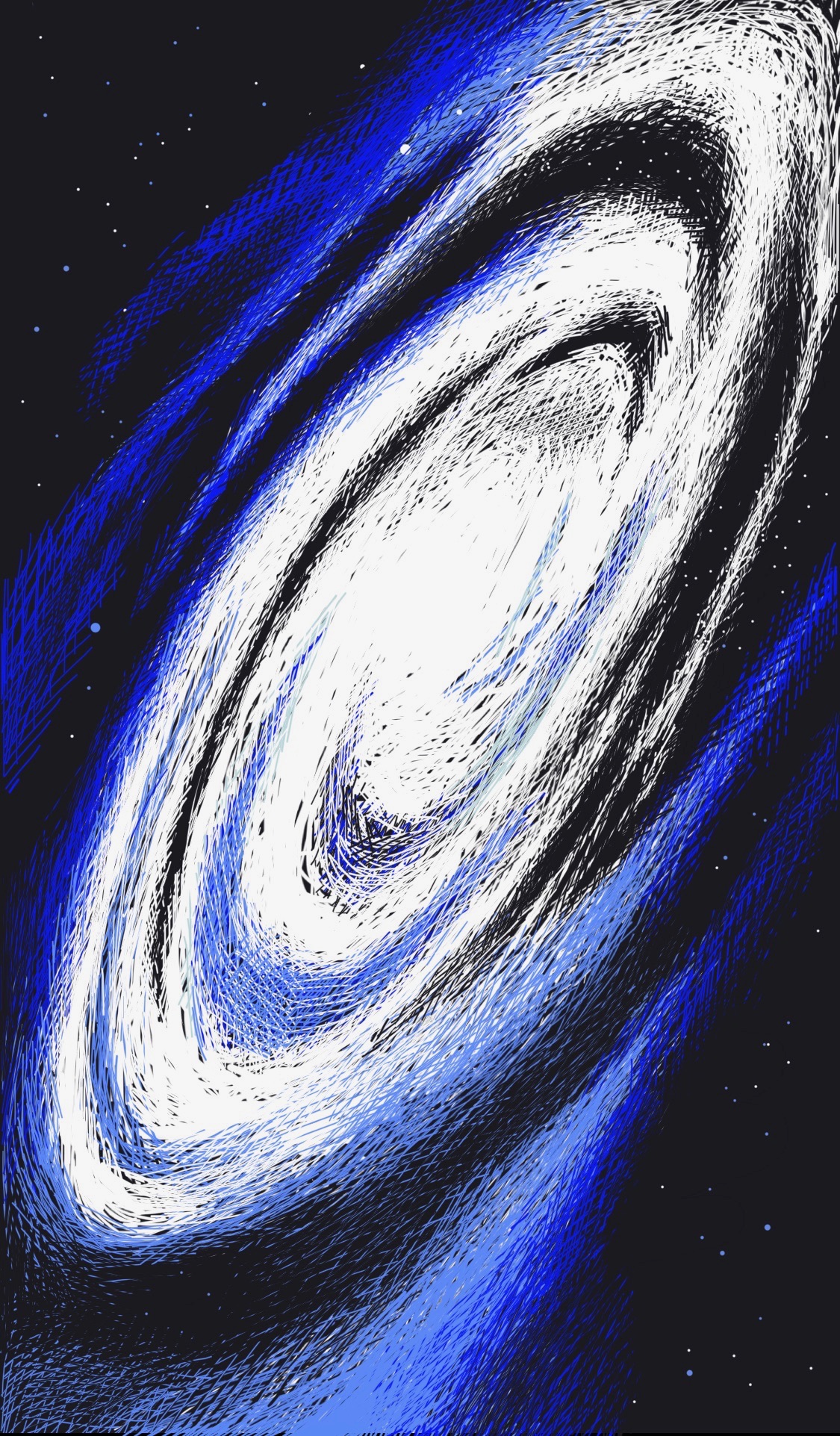 A drawing of a galaxy in space.